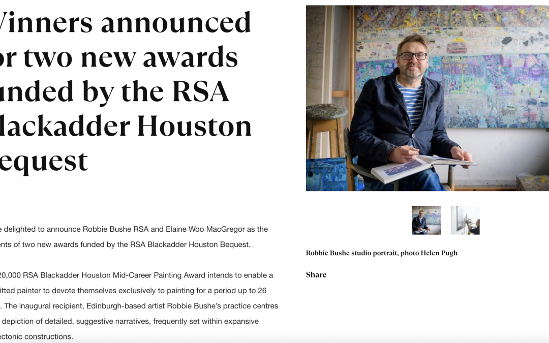 Robbie Bushe is one of the winners of award funded by the RSA Blackadder Houston Bequest.